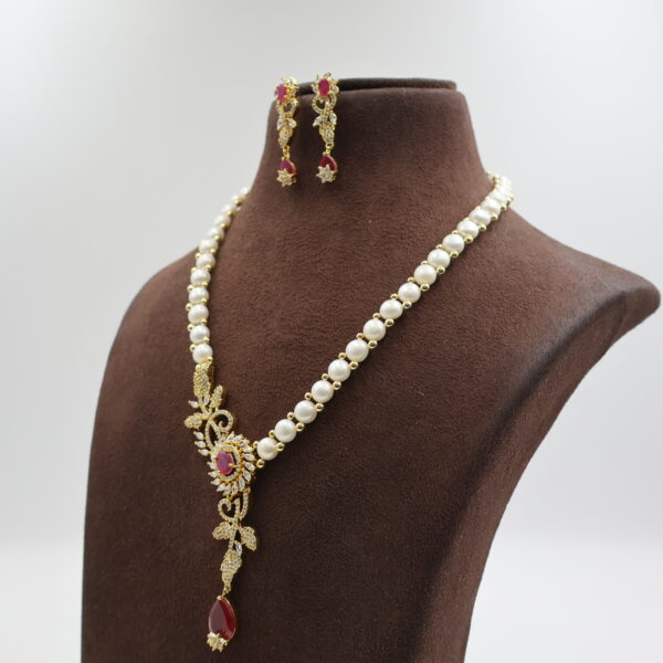 Alternative view of Ruby Button Pearl Necklace