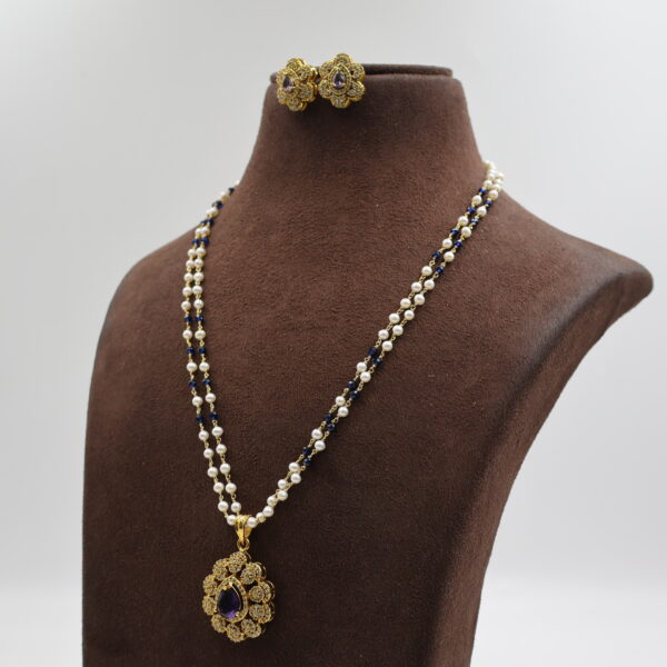 Alternative view of Blue Turquoise Stone Pendant Tar Mala