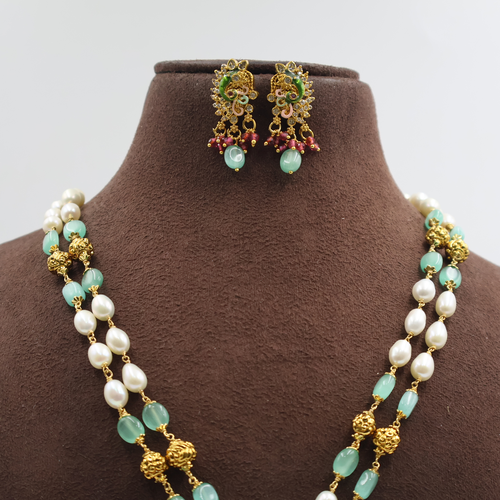 Peacock Pendant Nakshi Oval Pearl Tar Mala - Image 4