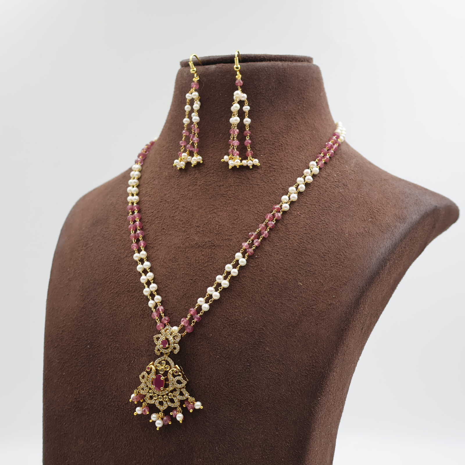 Onex Ruby Pendant Pearl Tar Mala - Image 2