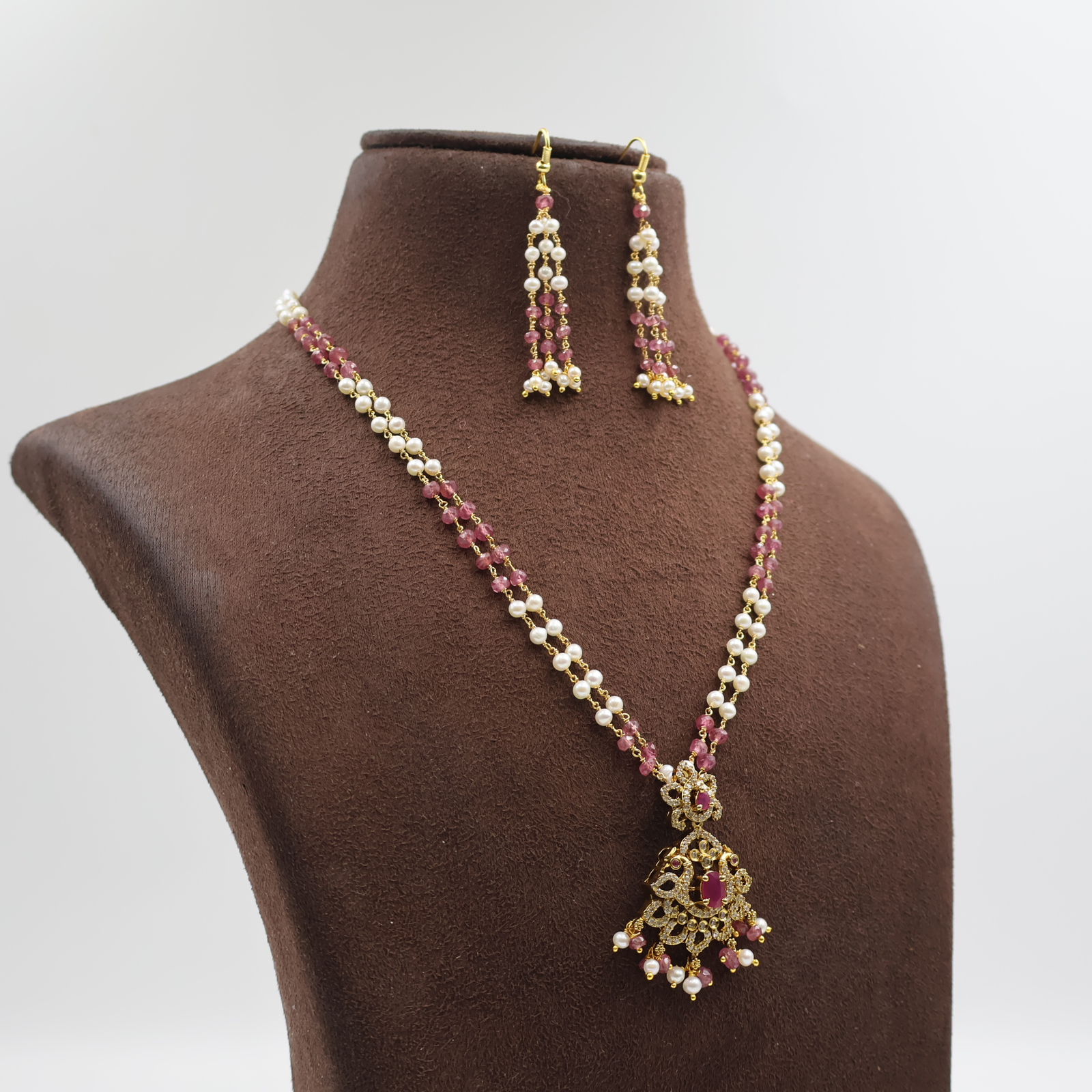 Onex Ruby Pendant Pearl Tar Mala - Image 3