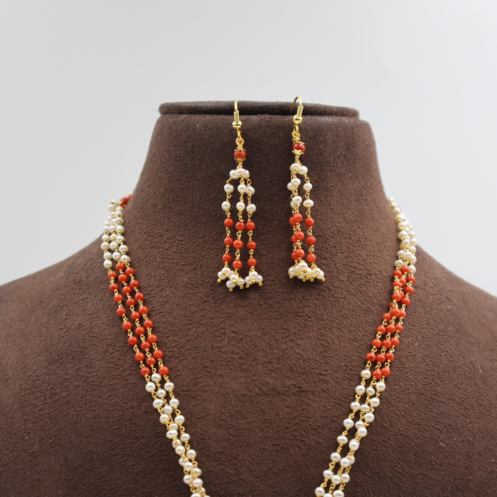 Lakshmi Mata Pendant Coral Pearl Tar Mala - Image 4