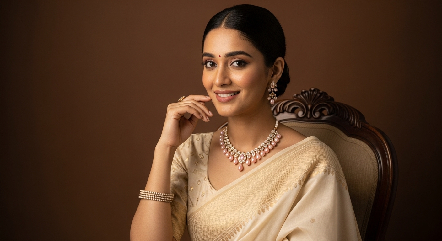 Elegant Pink Pearl Jewelry Set
