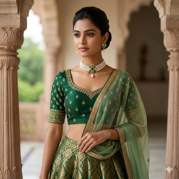 Emerald Pendant Pearl Choker