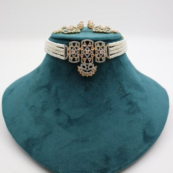 Alternative view of CZ Pendant Pearl Choker