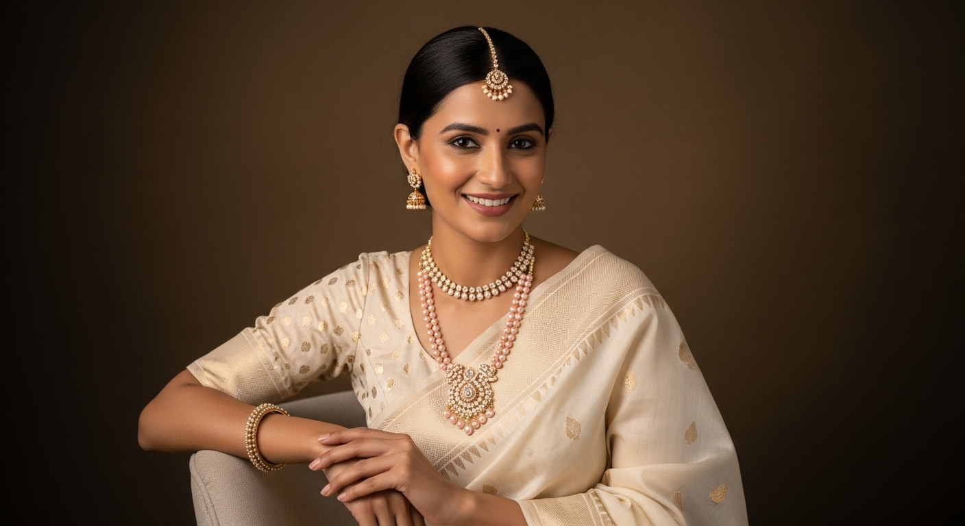 Pink Pendant Chandani Pearls Necklace