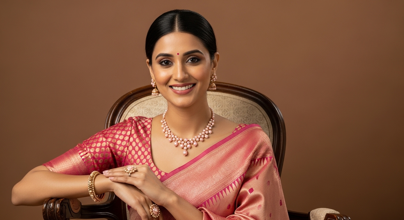 Pink Pendant Chandani Pearls Necklace