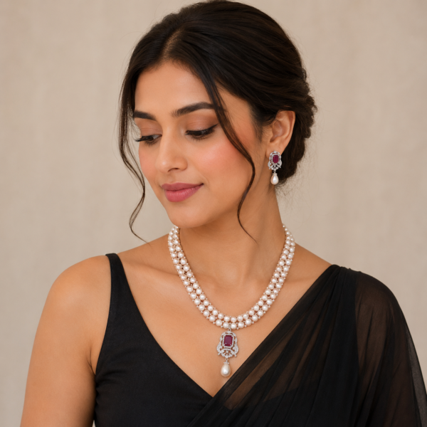 Five in one button pearl Necklace