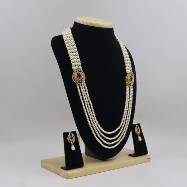 Alternative view of Button Side Brooch Pearl Necklace