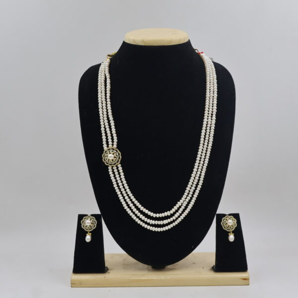 Alternative view of Side Brooch Long Pearl Necklace