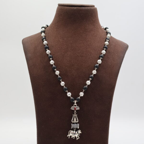 Alternative view of Varanasi Silver Pendant Karungali Mala