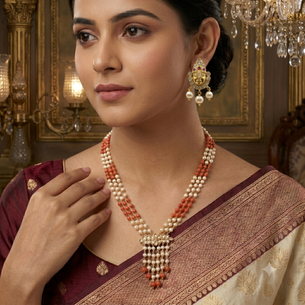 Coral Pearl Long Haram Set