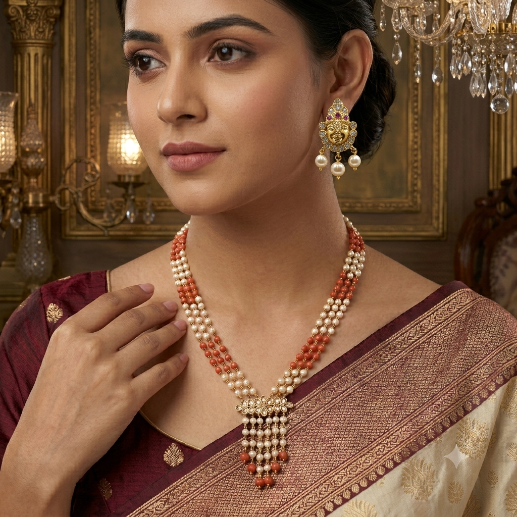 Coral Pearl Long Haram Set