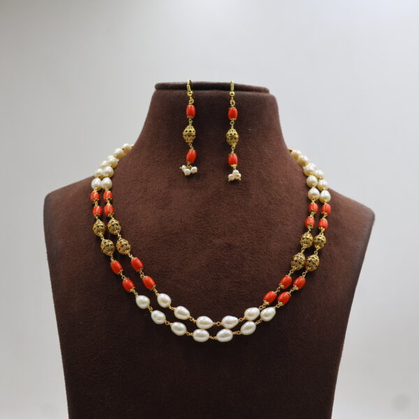 Alternative view of Royal Coral Pearl Necklace Set
