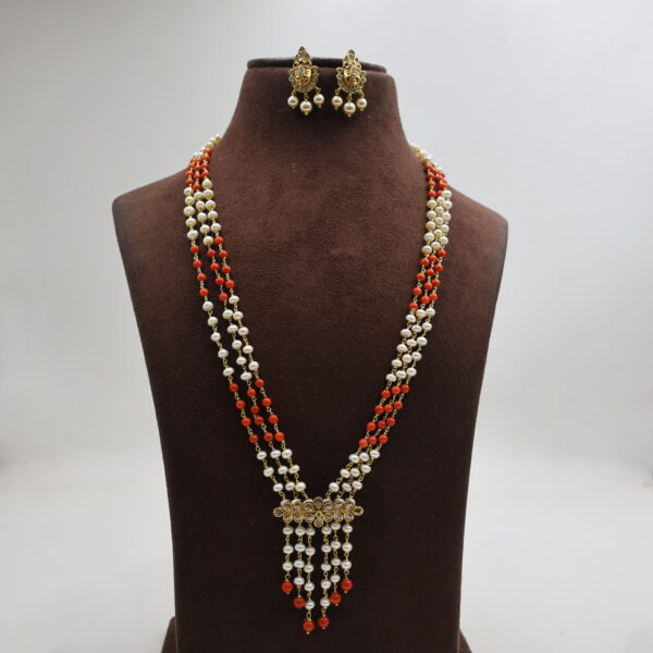 Alternative view of Traditional Coral Pearl Long Haram Set