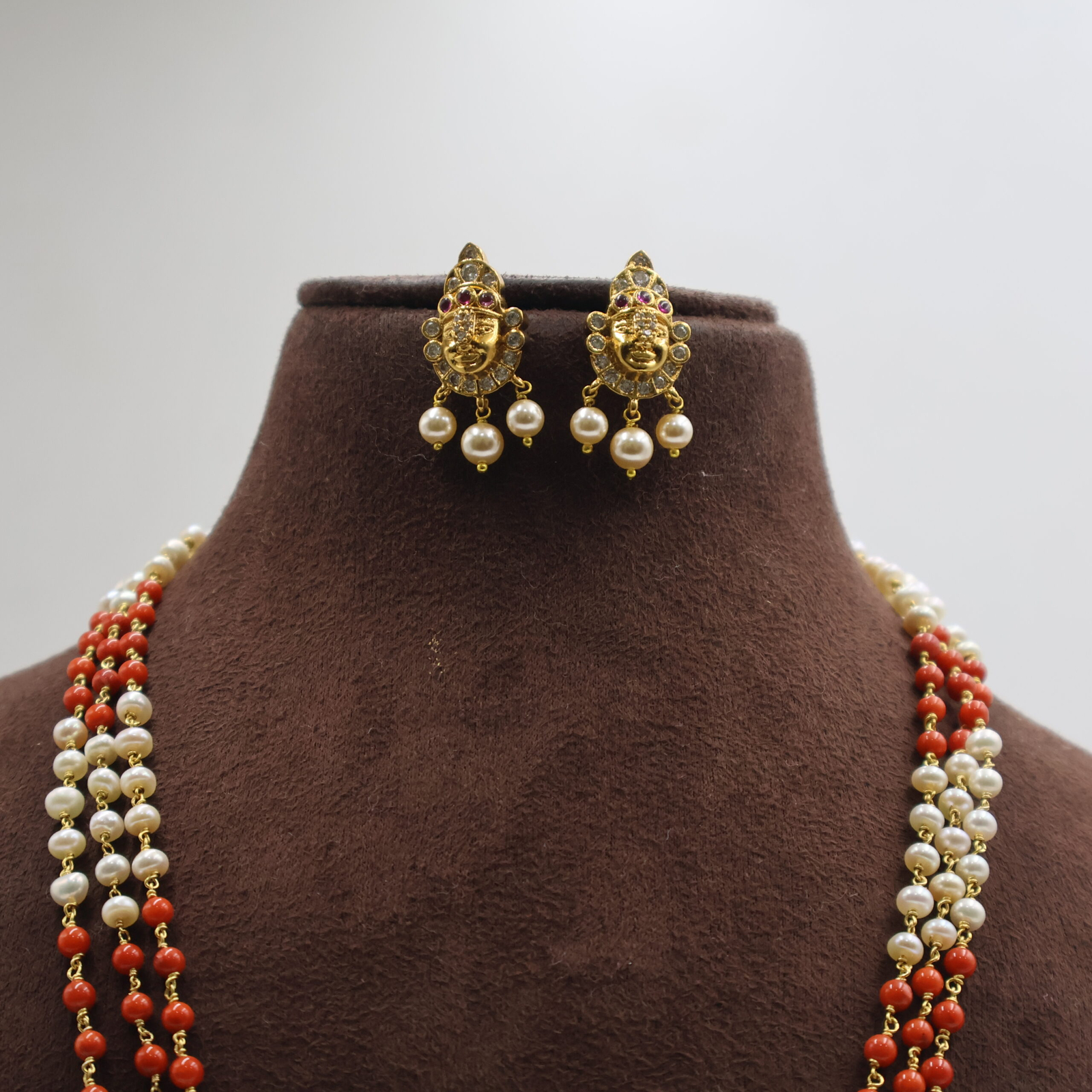 Traditional Coral Pearl Long Haram Set - Image 5