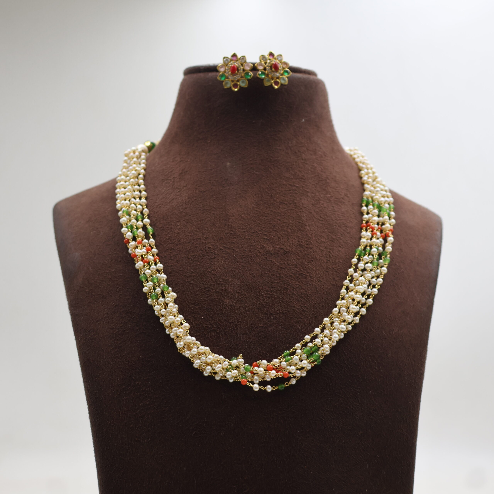 Traditional Multi Strand Pearl Necklace - Image 2