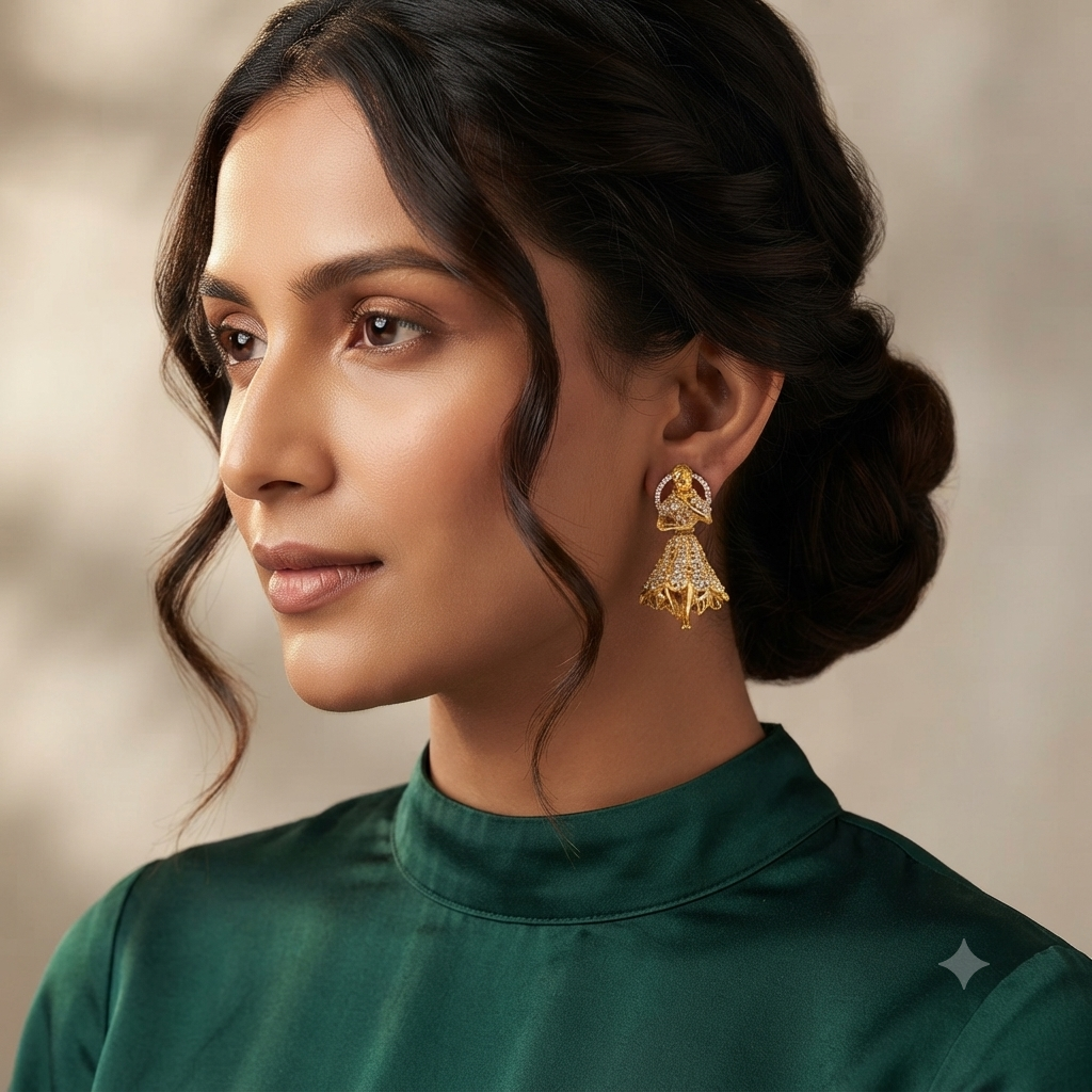 Gold Jhumka Earrings