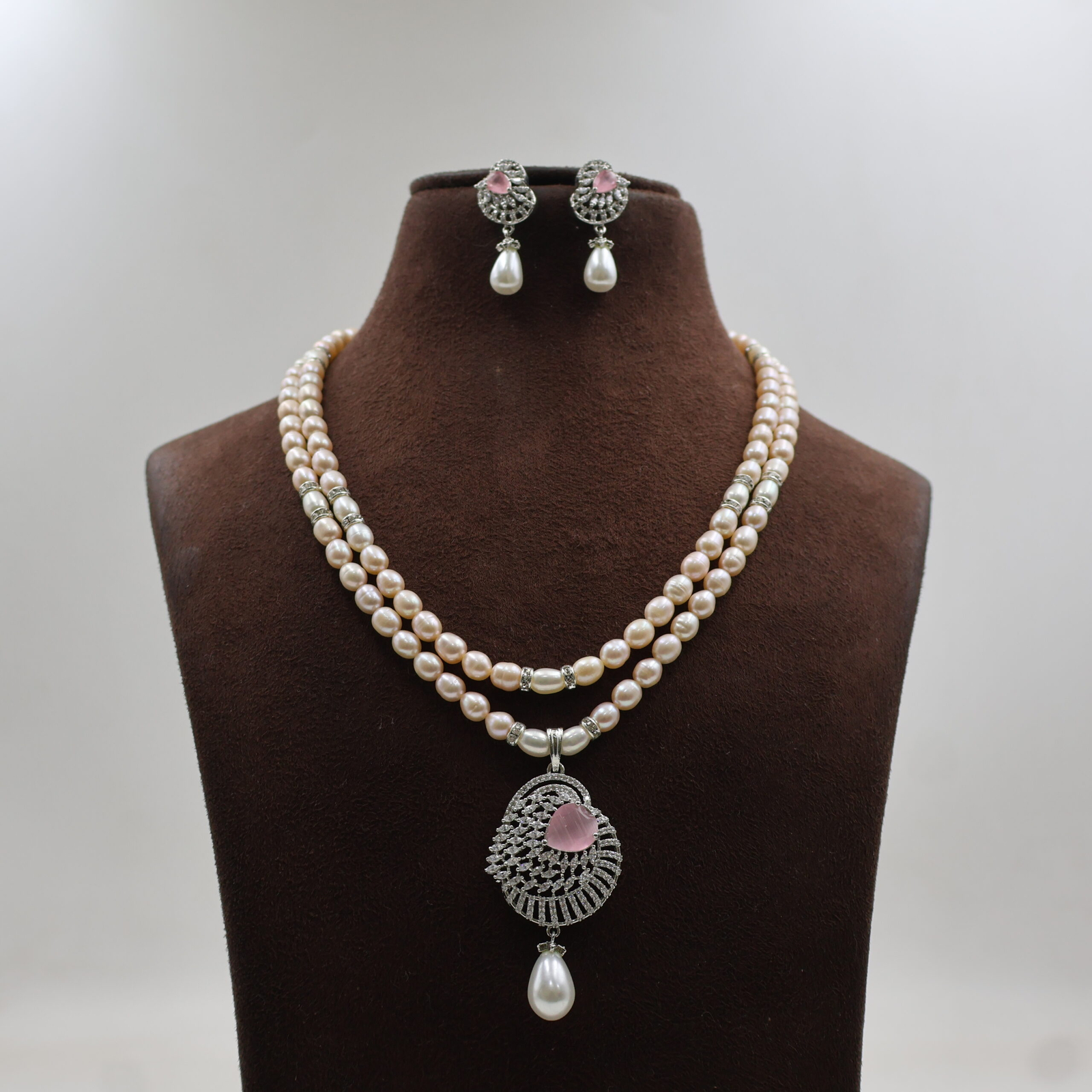 Royal Pink Pearl Pendant Set - Image 2