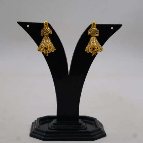 Alternative view of Temple Design Gold Jhumka Earrings