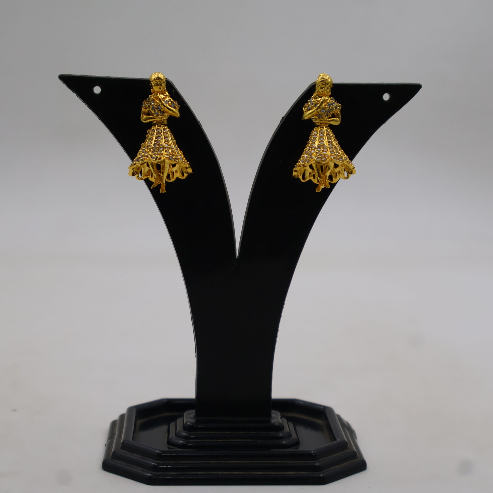Temple Design Gold Jhumka Earrings - Image 2