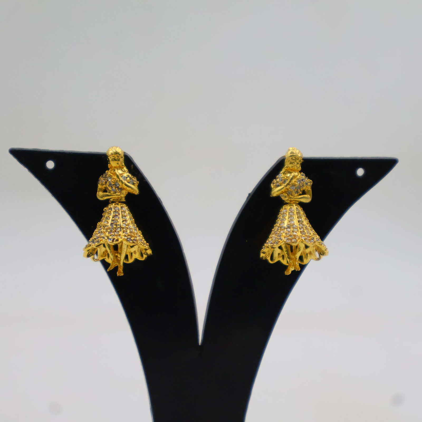 Temple Design Gold Jhumka Earrings - Image 3