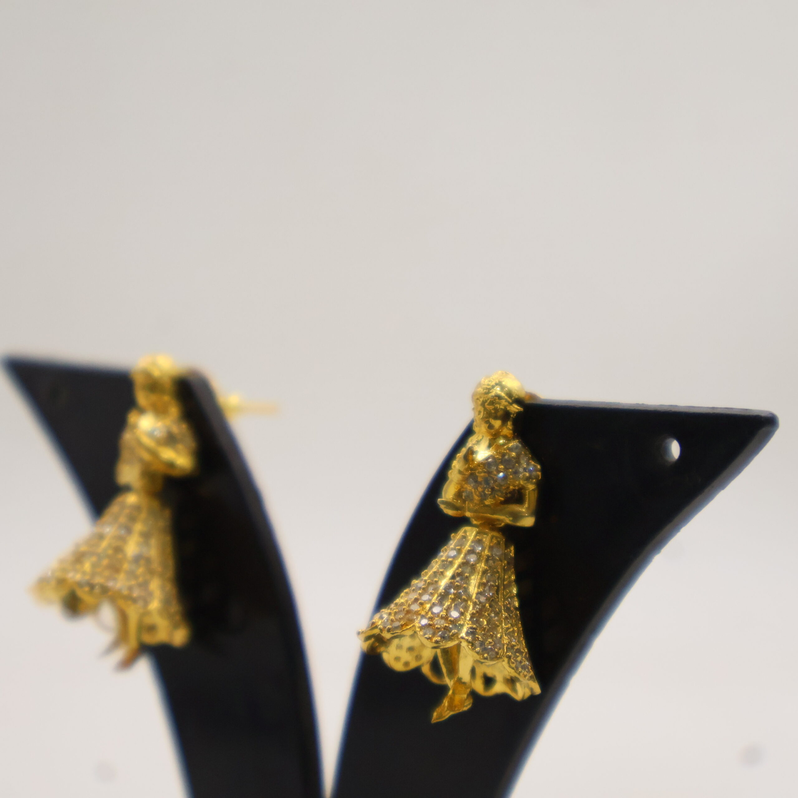 Temple Design Gold Jhumka Earrings - Image 4