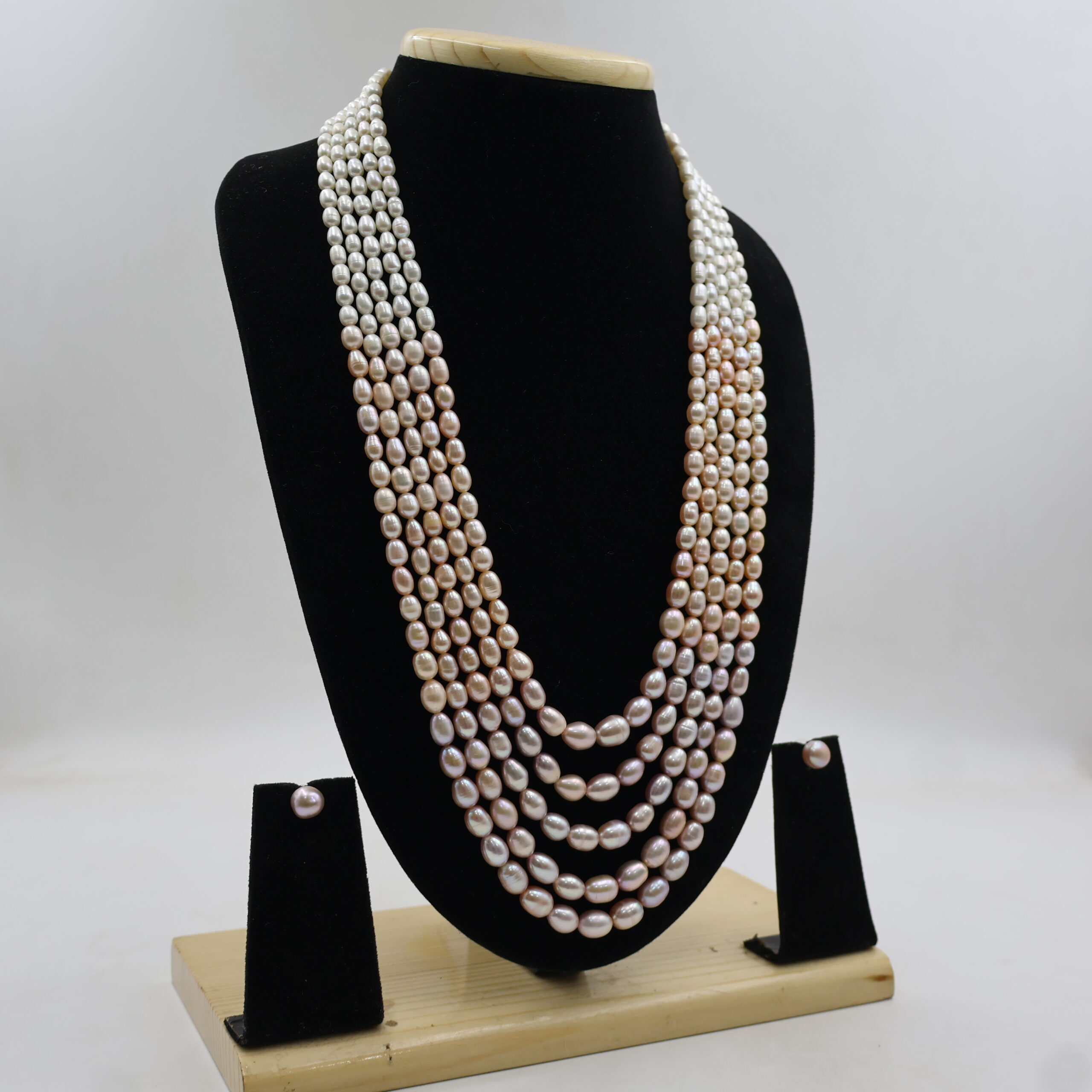 Luxury Five Strand Pink Pearl Necklace - Image 4