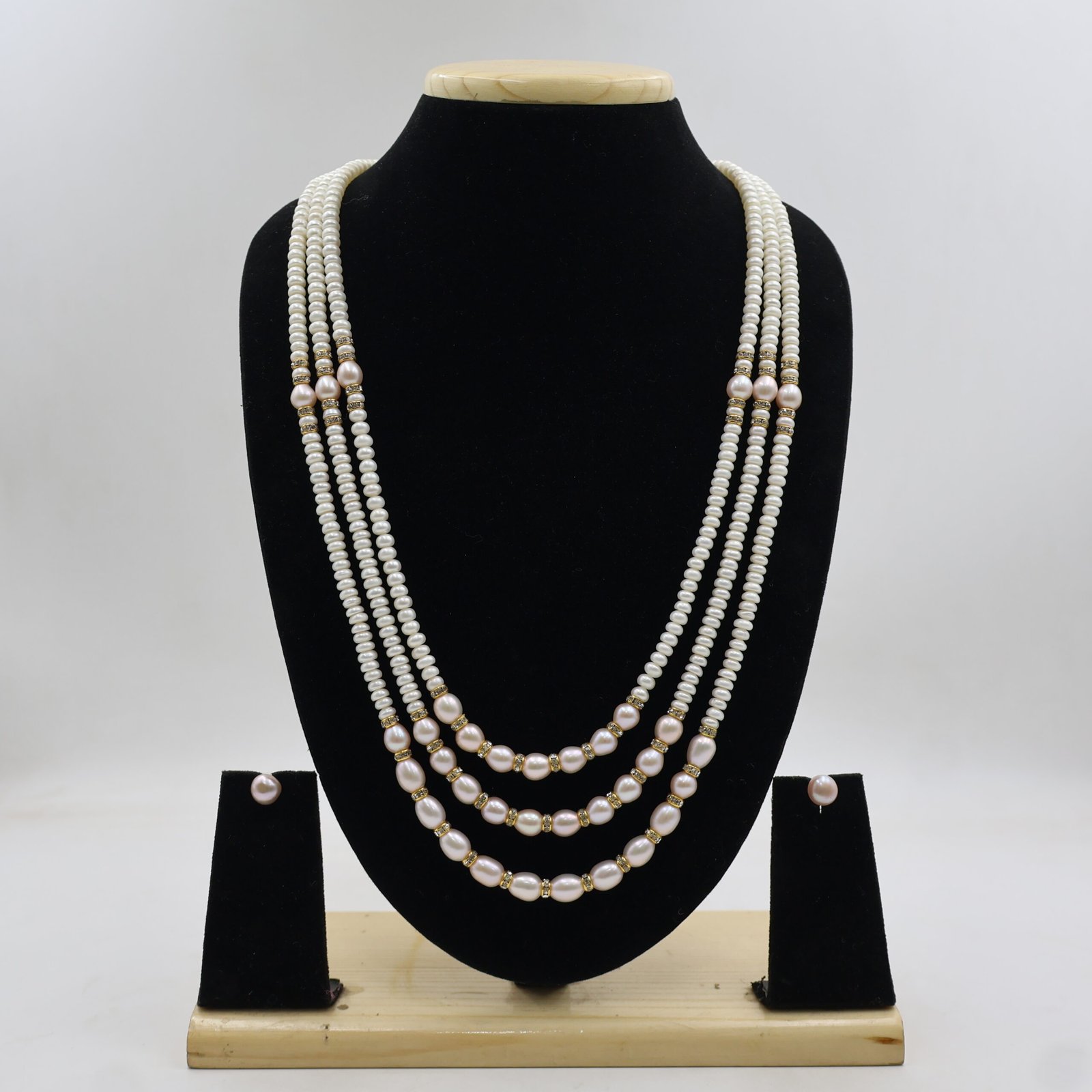 Traditional Triple Strand Pearl Necklace - Image 2