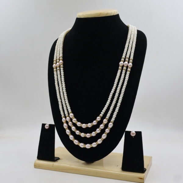 Traditional Triple Strand Pearl Necklace - Image 3
