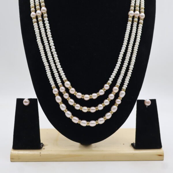 Traditional Triple Strand Pearl Necklace - Image 5