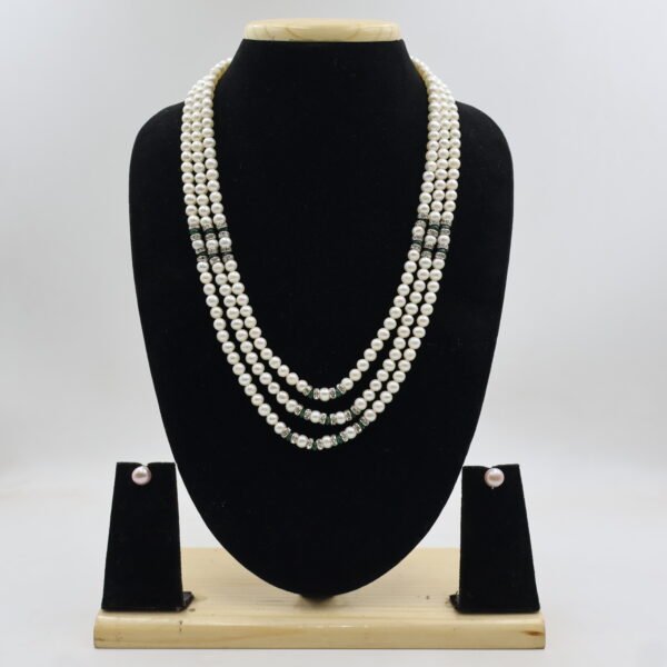 Alternative view of Graceful Triple Layer Pearl Necklace Set