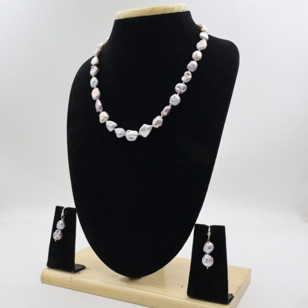 Designer Irregular Pearl Necklace Set - Image 3