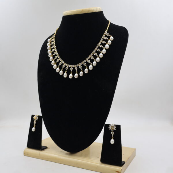 Classic CZ Pearl Party Wear Necklace - Image 4