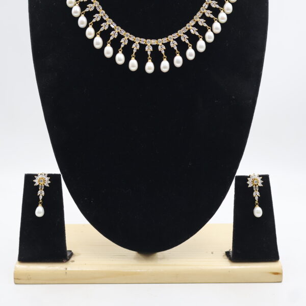 Classic CZ Pearl Party Wear Necklace - Image 5