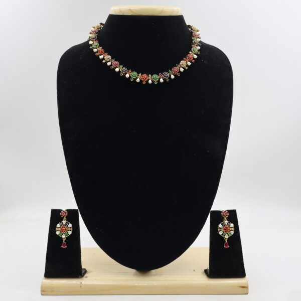 Alternative view of Heritage Multicolor CZ Pearl Necklace Set