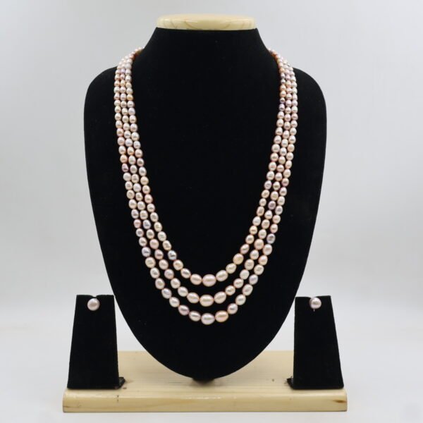 Alternative view of Elegant Three Layer Freshwater Pearl Necklace Set