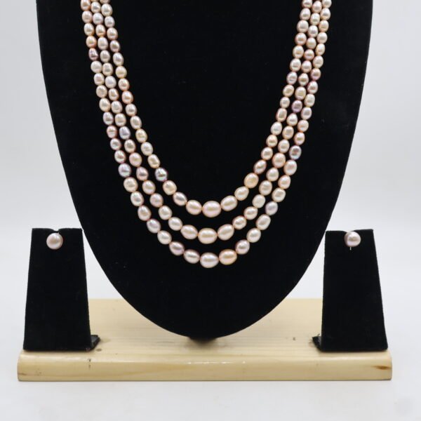 Elegant Three Layer Freshwater Pearl Necklace Set - Image 5