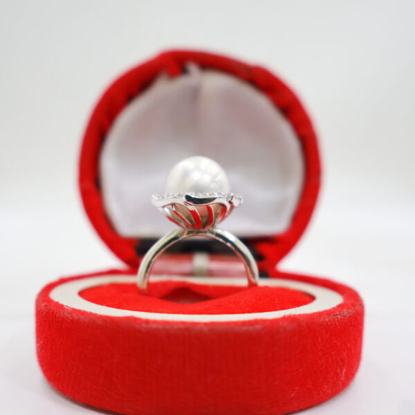 Alternative view of Designer Pearl Halo Adjustable Ring