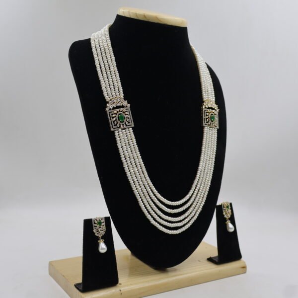 Premium Emerald AD Pearl Long Necklace - Image 3