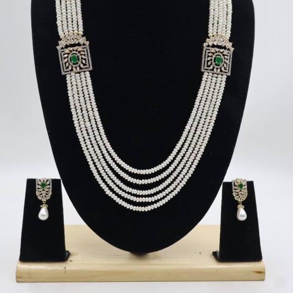 Premium Emerald AD Pearl Long Necklace - Image 5