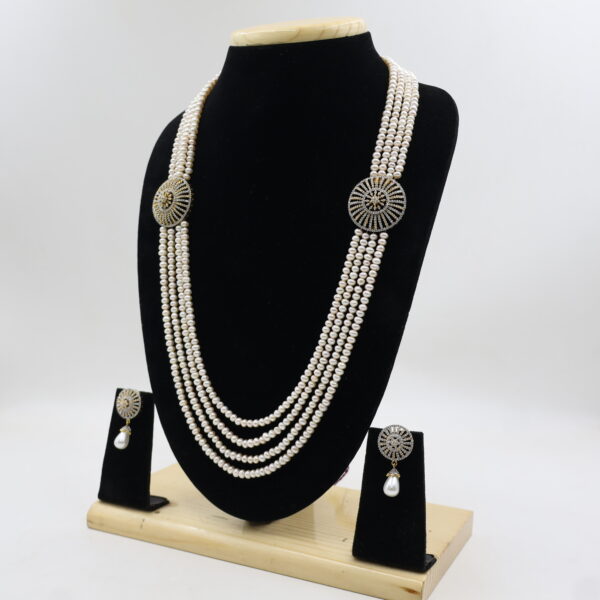 Elegant Designer Pearl Long Necklace Set - Image 4