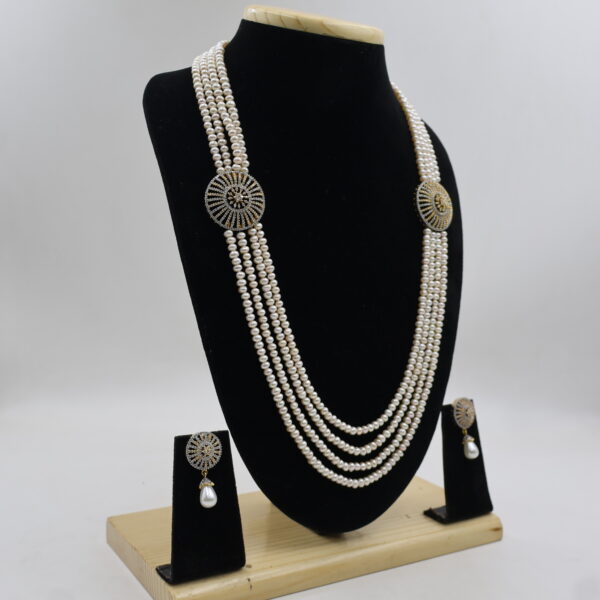 Elegant Designer Pearl Long Necklace Set - Image 3