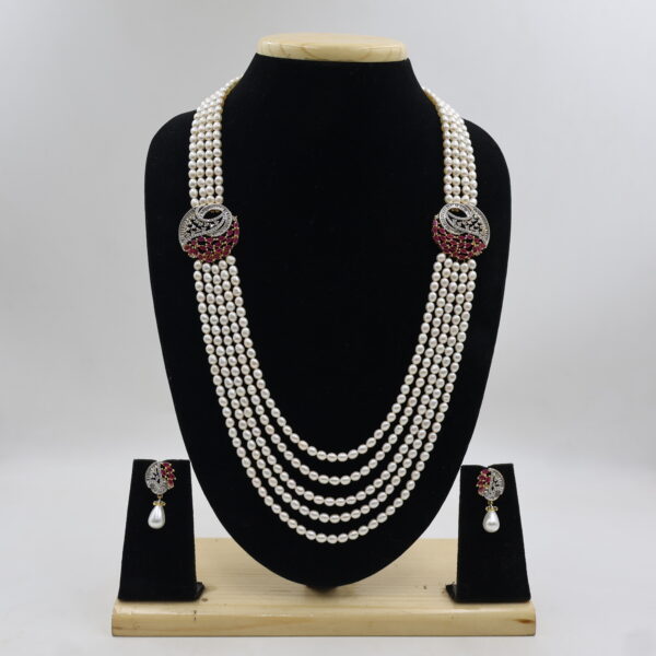 Alternative view of Ruby Designer Five-Layer Pearl Necklace Set