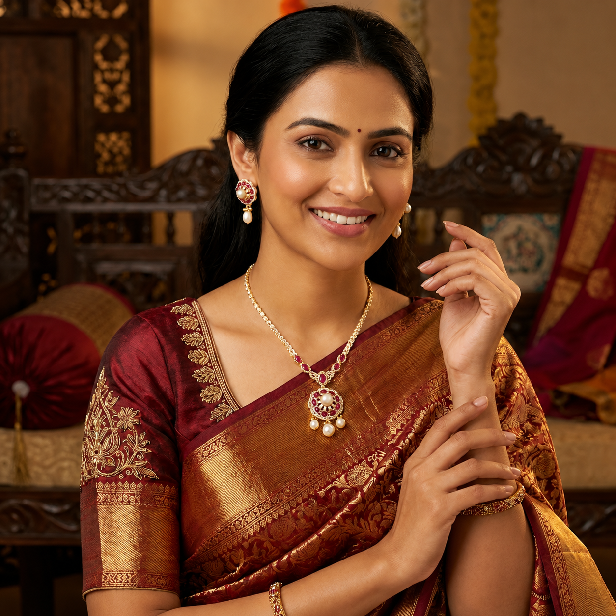 Buy Chandini Pearl Necklace Online Original Pearl Jewellery store hyderabad
