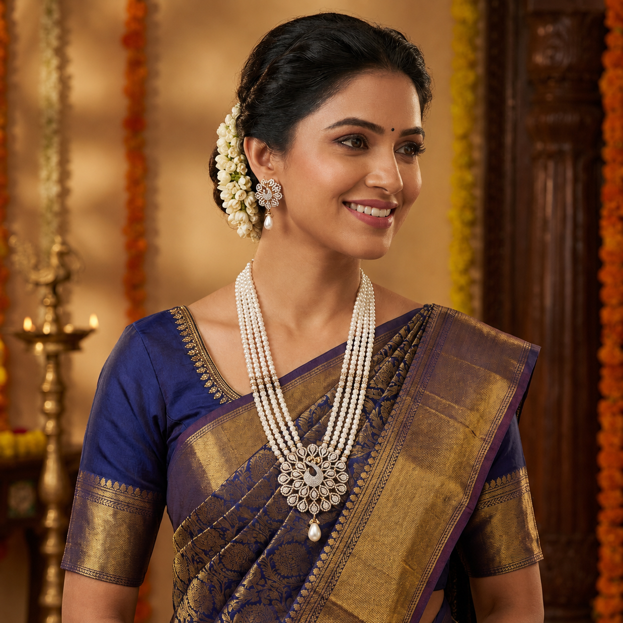 Shop Royal Essence Of Hyderabadi Pearl Necklace Set  Online