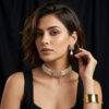 Pink Stone & Pearl Choker Necklace Sets