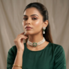 Green Stone Pearl Choker Necklace Sets