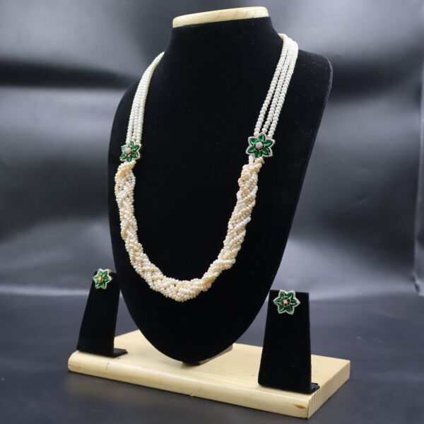 Premium Emerald AD Pearl Necklace Sets - Image 4