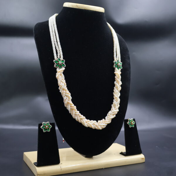 Premium Emerald AD Pearl Necklace Sets - Image 3